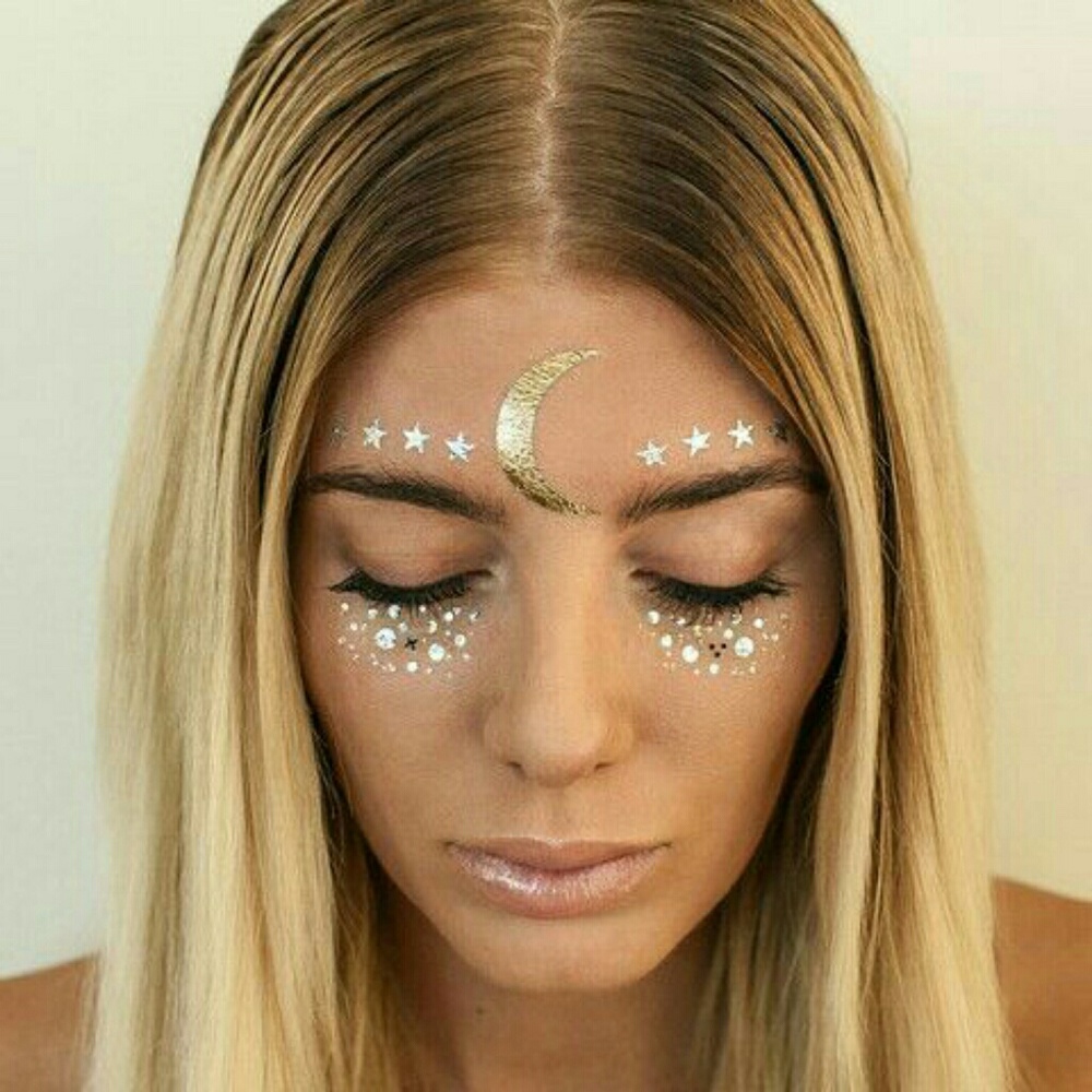 Gold temporary face tattoo